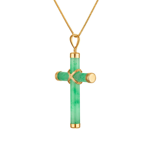 Green Jade Pendant in 10KT Gold