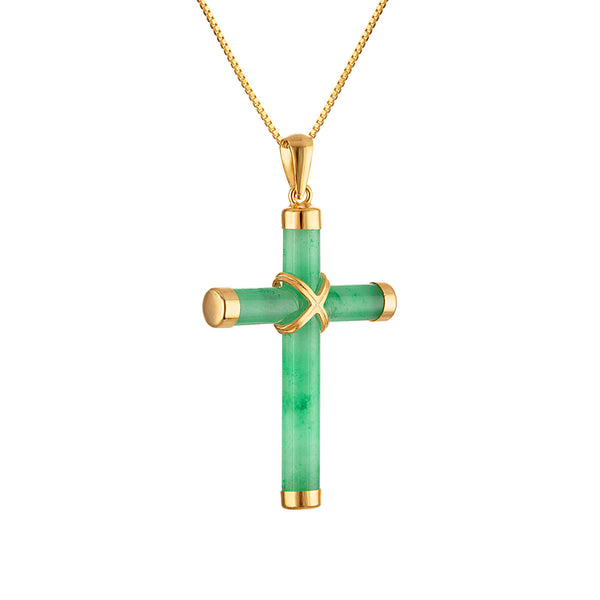 Green Jade Pendant in 10KT Gold
