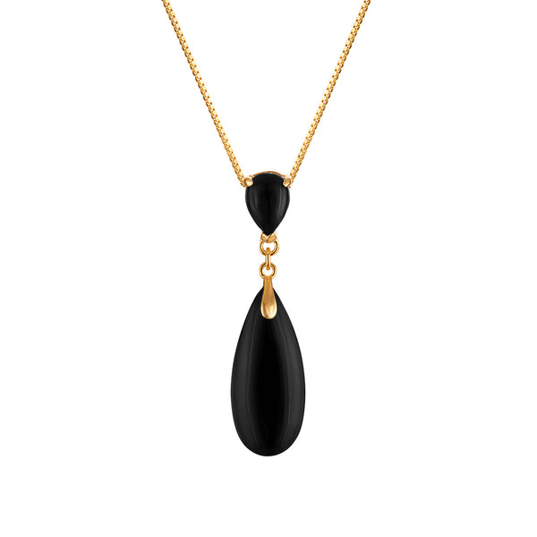 Black Onyx Drop / Dangle Pendant in 925 Silver