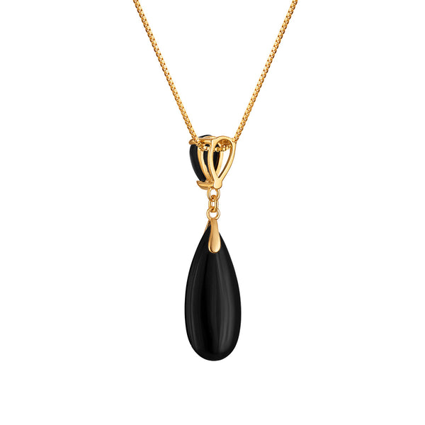 Black Onyx Drop / Dangle Pendant in 925 Silver