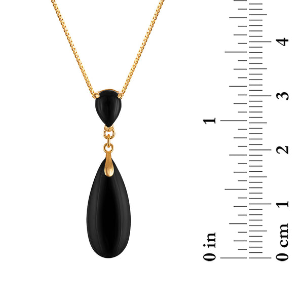 Black Onyx Drop / Dangle Pendant in 925 Silver