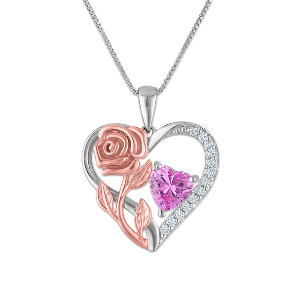 Pink Pink Sapphire Hearts & Symbols Pendant in 925 Silver