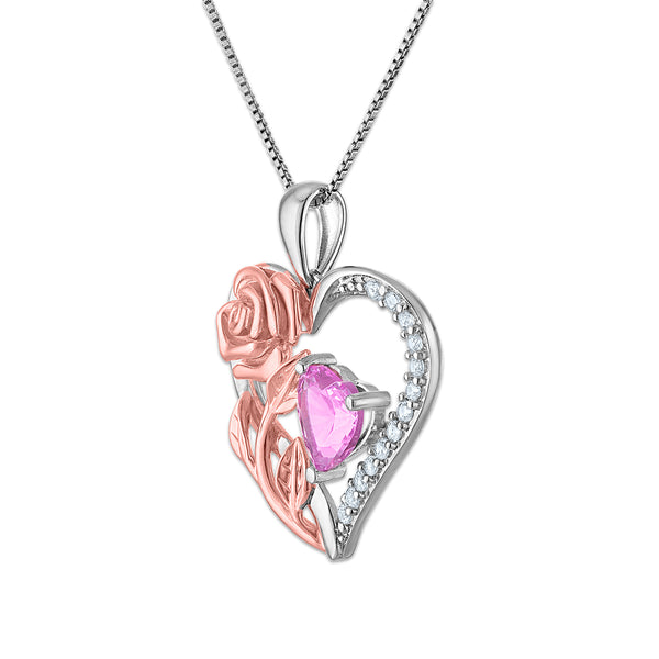 Pink Pink Sapphire Hearts & Symbols Pendant in 925 Silver