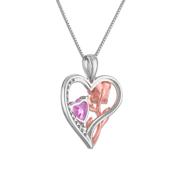 Pink Pink Sapphire Hearts & Symbols Pendant in 925 Silver