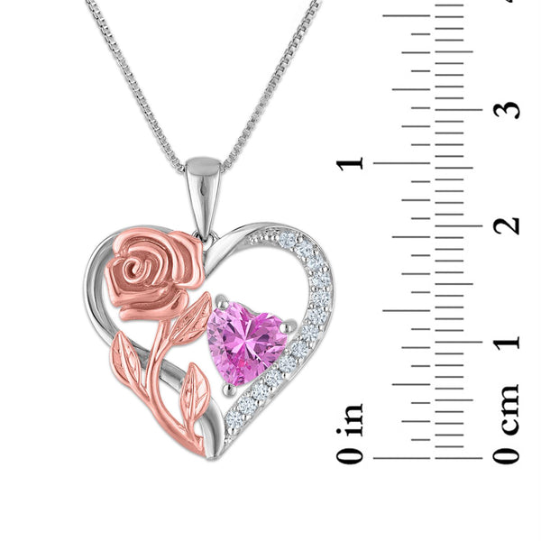Pink Pink Sapphire Hearts & Symbols Pendant in 925 Silver