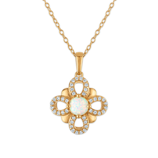 Opalescent Opal Clover Pendant in 925 Silver