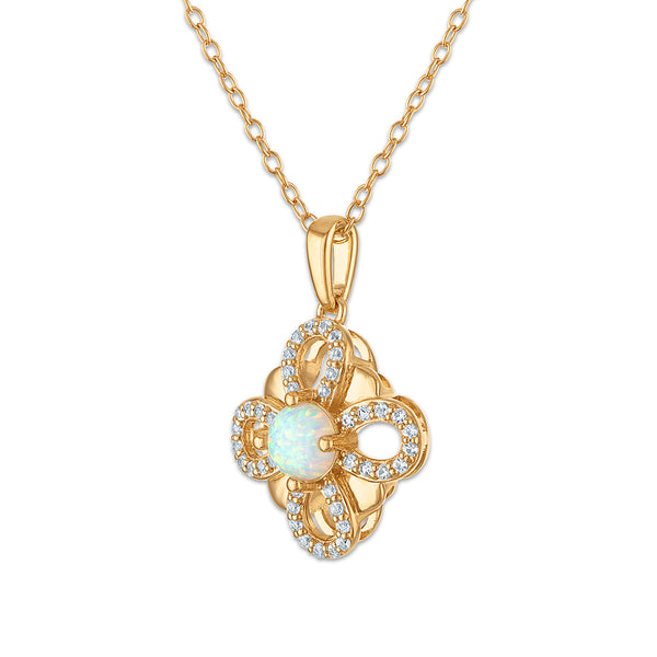 Opalescent Opal Clover Pendant in 925 Silver