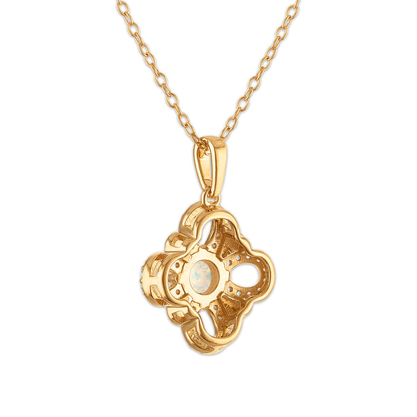 Opalescent Opal Clover Pendant in 925 Silver