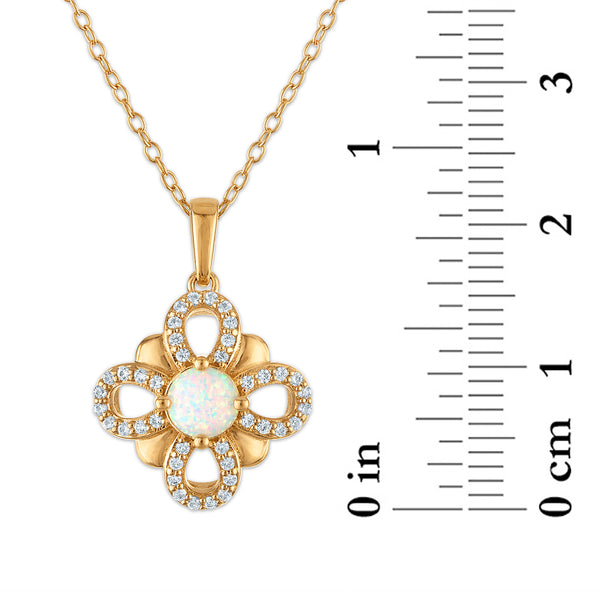 Opalescent Opal Clover Pendant in 925 Silver