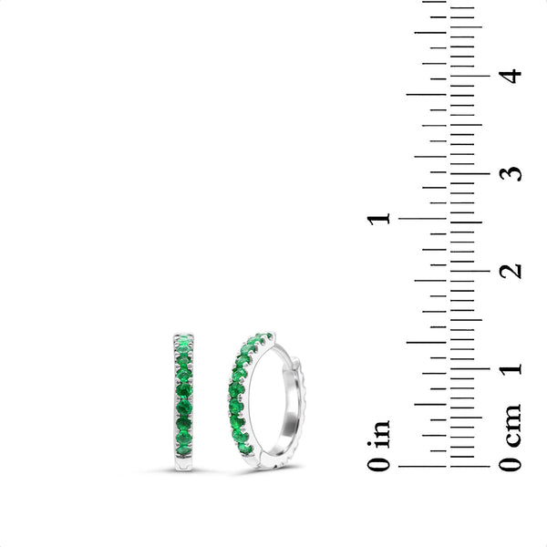 Created Emerald and White Sapphire Reversible Hoops in Sterling Silver
