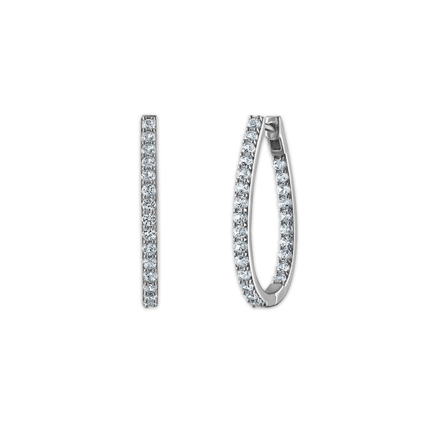 White White Sapphire Hoop Earrings in 925 Silver