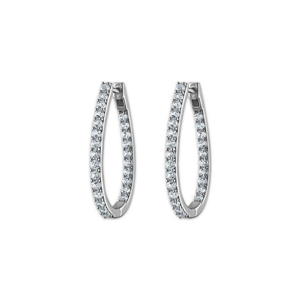 White White Sapphire Hoop Earrings in 925 Silver