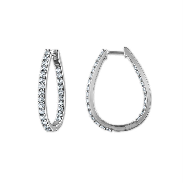 White White Sapphire Hoop Earrings in 925 Silver
