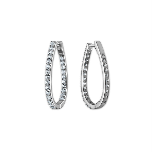 White White Sapphire Hoop Earrings in 925 Silver