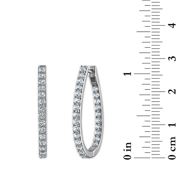White White Sapphire Hoop Earrings in 925 Silver