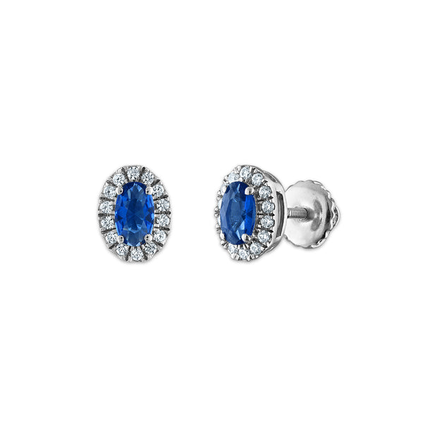 Blue Blue Sapphire Halo Earrings in 10KT Gold