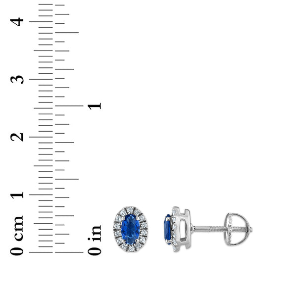 Blue Blue Sapphire Halo Earrings in 10KT Gold
