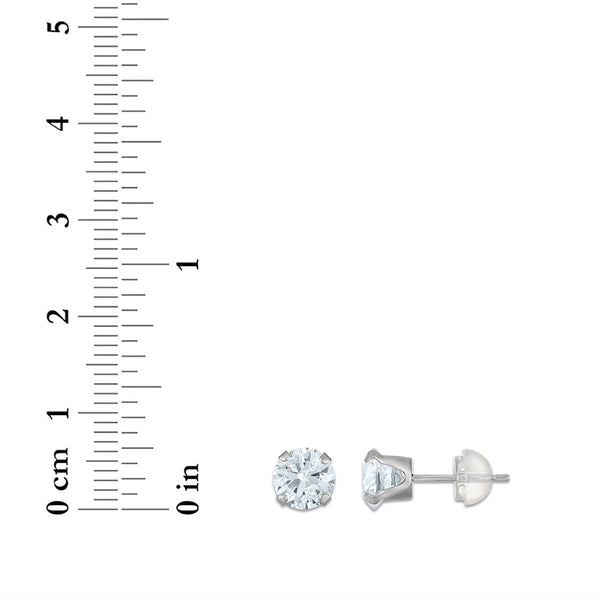 White Sapphire Birthstone Stud Earrings in 10KT Gold