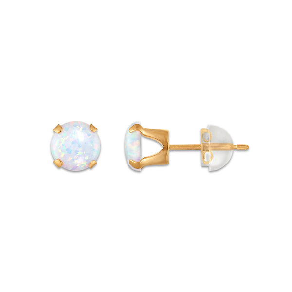 Opal Birthstone Stud Earrings in 10KT Gold