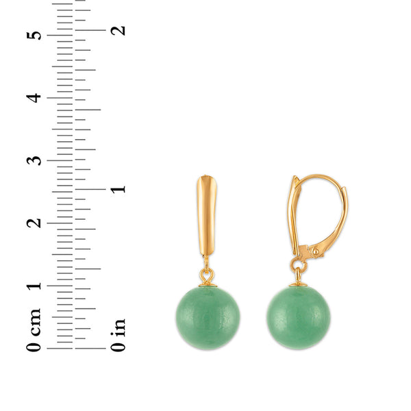 Round Jade Drop & Dangle Earrings in 14KT Yellow Gold