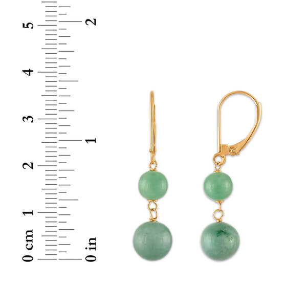Round Jade Drop & Dangle Earrings in 14KT Yellow Gold