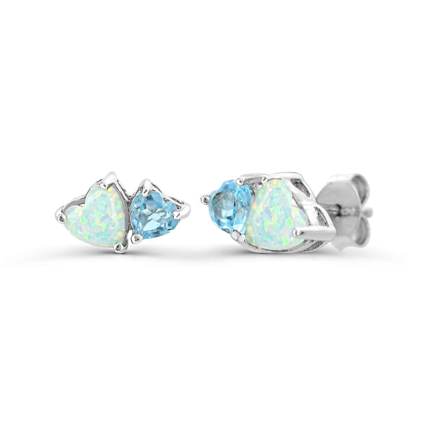 White Opal Fashion Earrings in 925 Silver