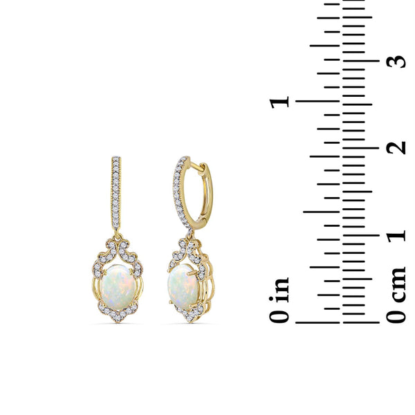 White Opal Drop / Dangle Earrings in 925 Silver