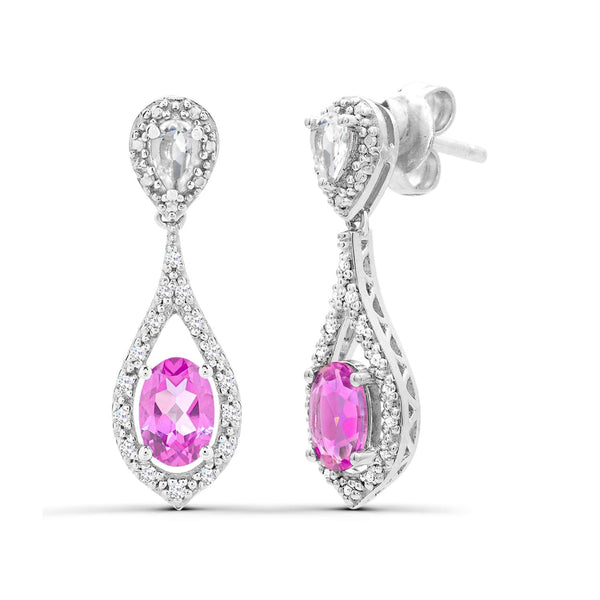 Pink Pink Sapphire Drop / Dangle Earrings in 925 Silver