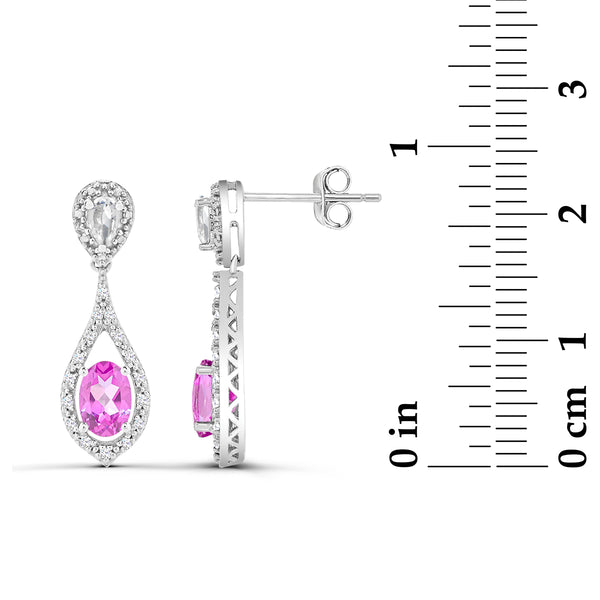 Pink Pink Sapphire Drop / Dangle Earrings in 925 Silver