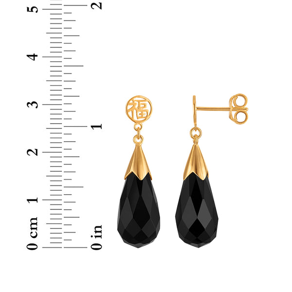Black Onyx Drop / Dangle Earrings in 925 Silver