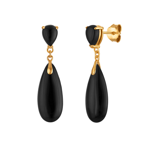 Black Onyx Drop / Dangle Earrings in 925 Silver