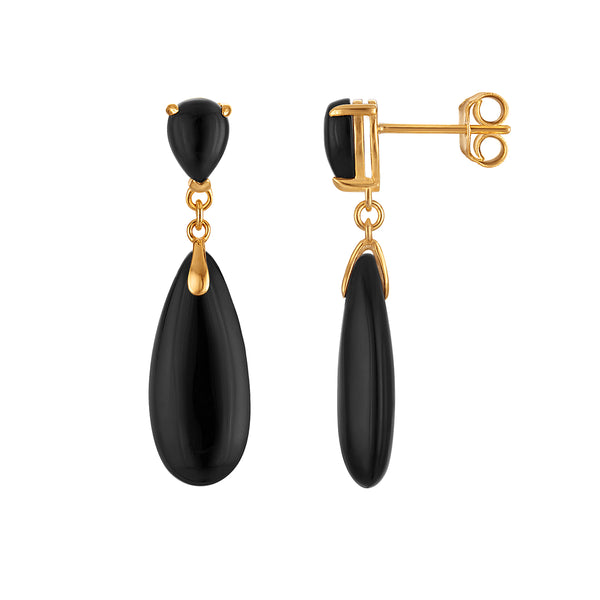 Black Onyx Drop / Dangle Earrings in 925 Silver