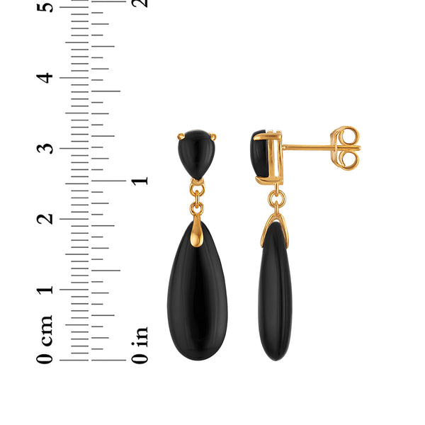 Black Onyx Drop / Dangle Earrings in 925 Silver
