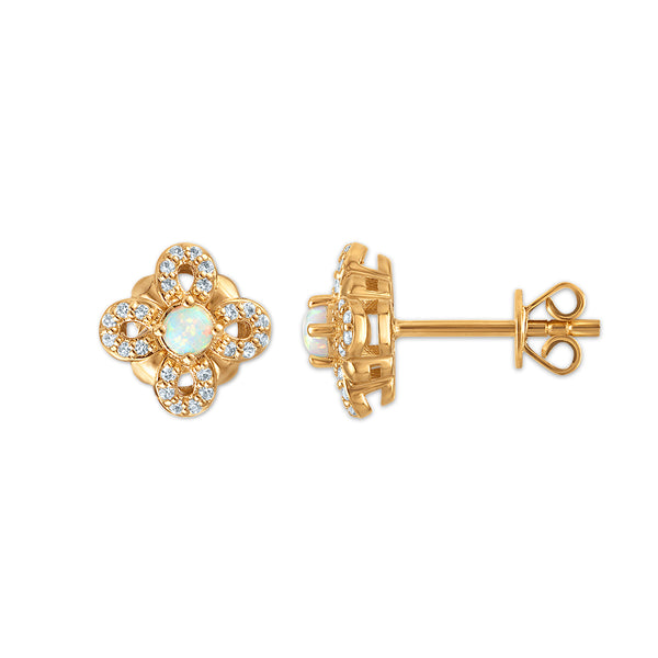 Opalescent Opal Clover Earrings in 925 Silver