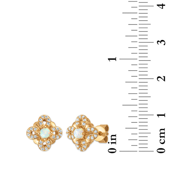 Opalescent Opal Clover Earrings in 925 Silver
