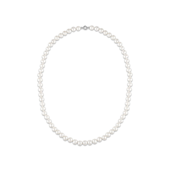 6MM Pearl Necklace Bracelet and Earrings Set in Sterling Silver