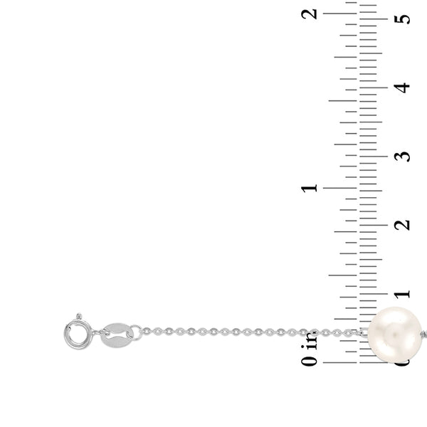 Shell Pearl Station 18-inch Necklace in Sterling Silver