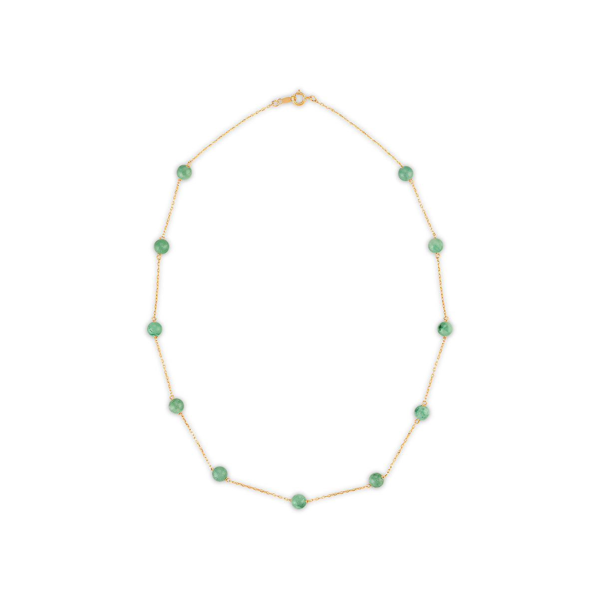 6MM Round Jade 18-inch Necklace in 10KT Yellow Gold