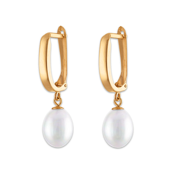 White Pearl Drop / Dangle Earrings in 10KT Gold