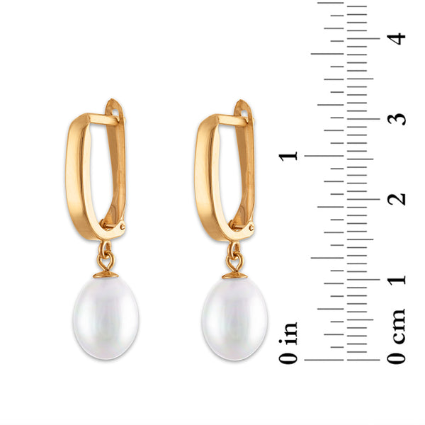 White Pearl Drop / Dangle Earrings in 10KT Gold