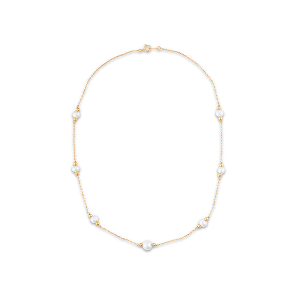 White Pearl Fashion Necklace in 10KT Gold