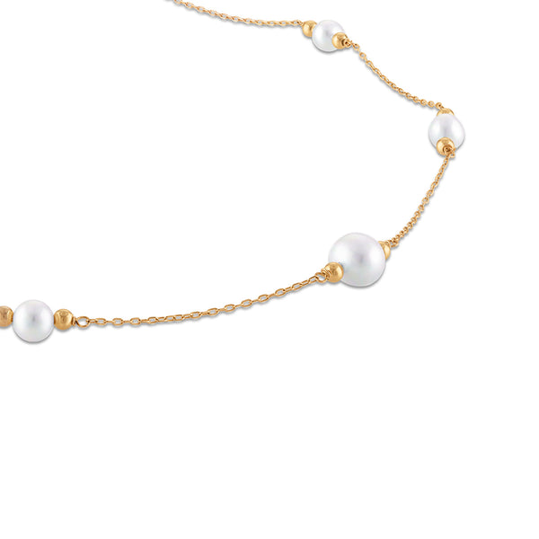White Pearl Fashion Necklace in 10KT Gold