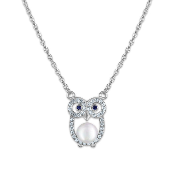 White Pearl Necklace in 925 Silver
