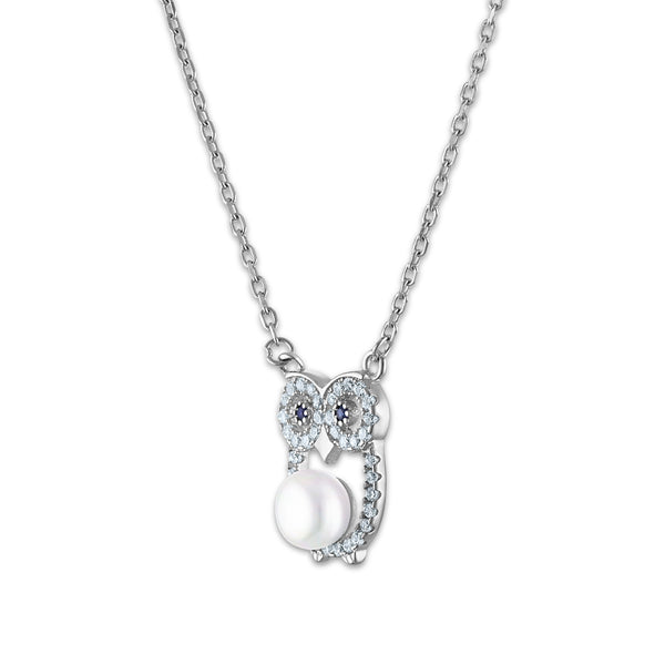 White Pearl Necklace in 925 Silver