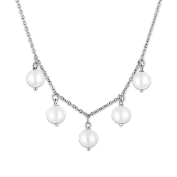 White Pearl Drop / Dangle Necklace in 925 Silver