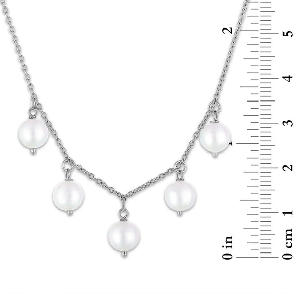 White Pearl Drop / Dangle Necklace in 925 Silver