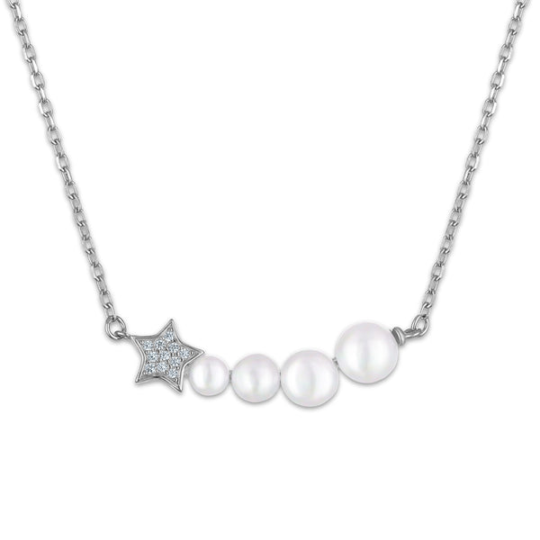 White Pearl Fashion Necklace in 925 Silver