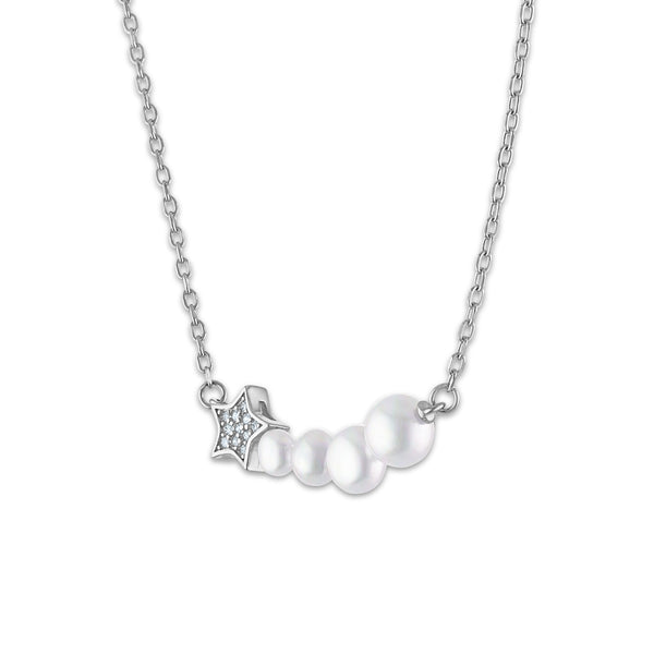 White Pearl Fashion Necklace in 925 Silver