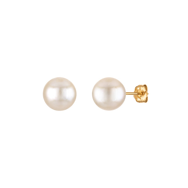 White Pearl Stud Earrings in 14KT Gold