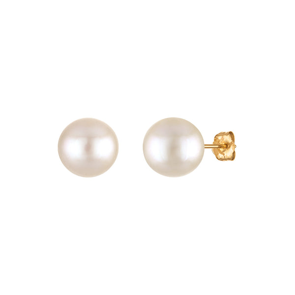 White Pearl Stud Earrings in 14KT Gold